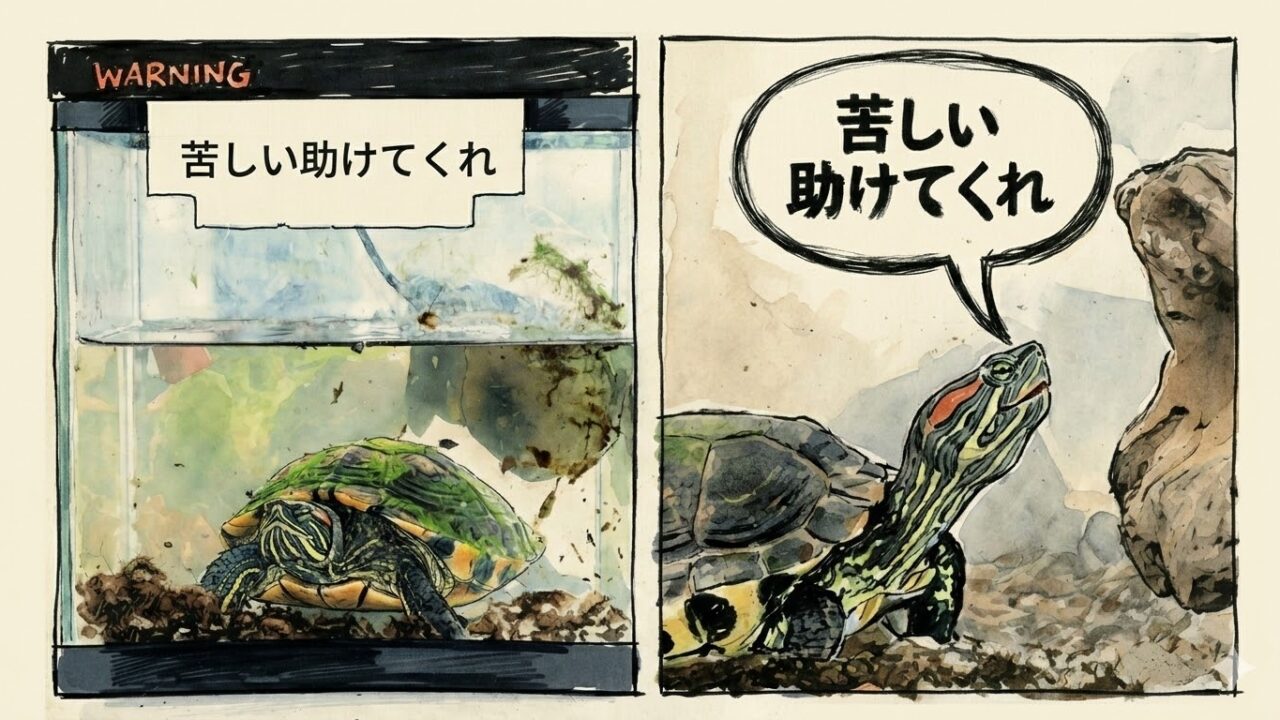 ミズガメの水換えをサボると・・・